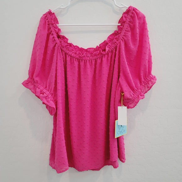 NWT CeCe Bright Rose Swiss Dots Blouse Top Women's Size 2X - Picture 5 of 13